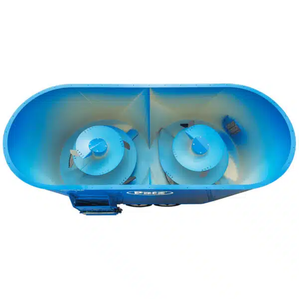 Patz 2400 Series II Stationary Twin Screw (top inside view of blades).