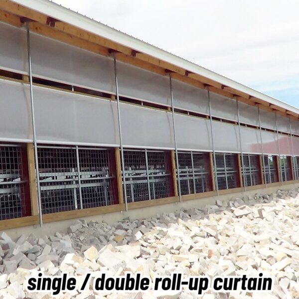 Single & double roll-up barn curtains.