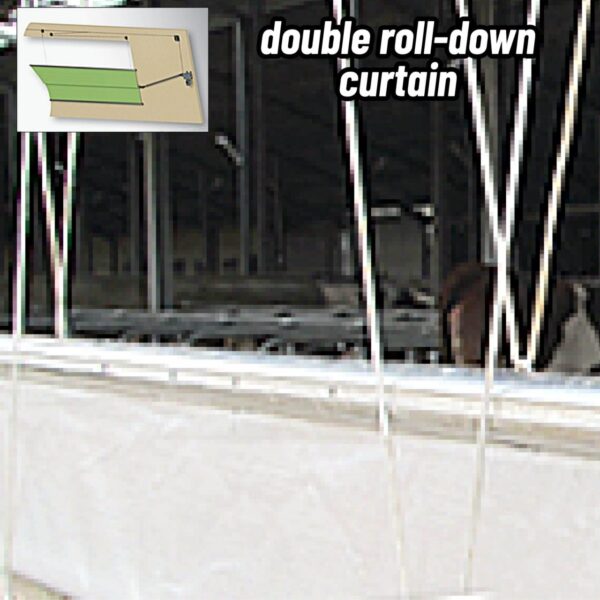 Double roll-down livestock curtain.