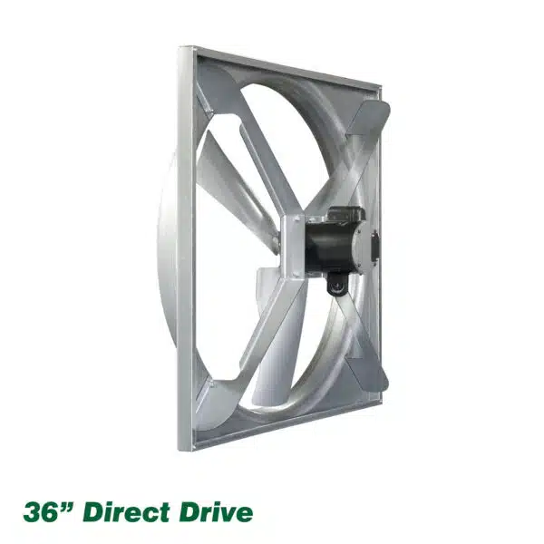 J and D Manufacturing 36 inch panel fan direct drive (rear view).