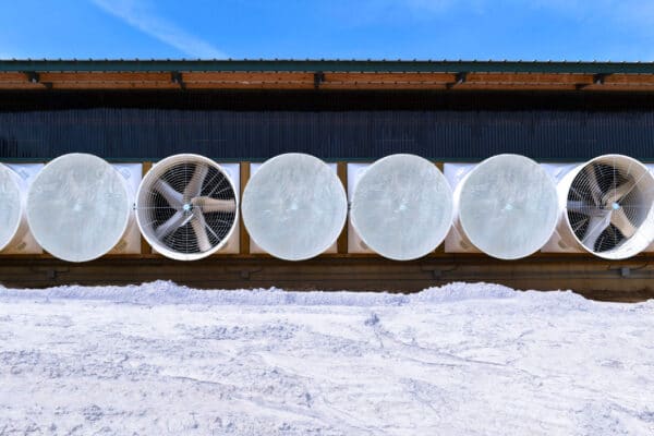 J&D Exhaust Fan Cone Covers in use in Winter.