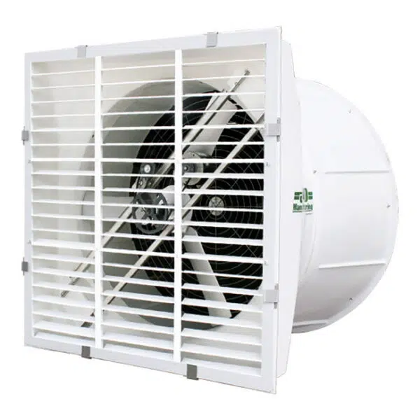J&D Storm 55" Exhaust Fan rear view (shutters open).