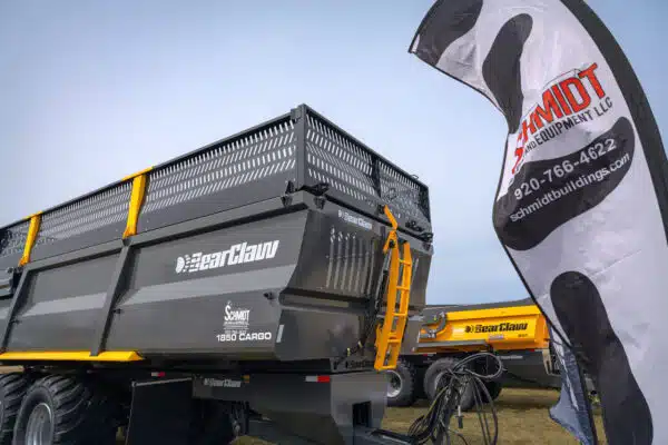BearClaw Silage and Construction Trailers at the WPS Farm Show, Oshkosh, WI in April 2025.