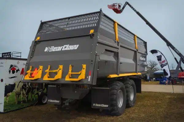BearClaw silage trailer at the WPS Farm Show in Oshkosh, WI in April 2025.