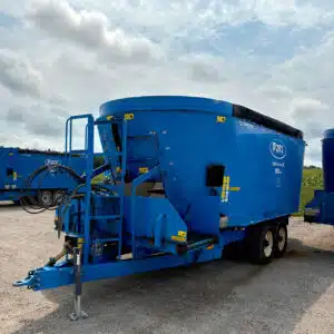 Front right view of used Patz 2400 Series II 950 trailer mixer.