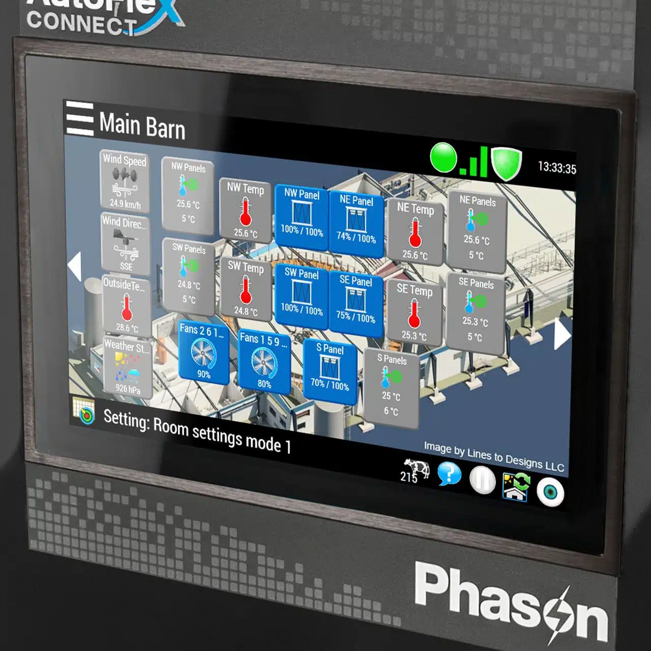 Phason Autoflex Connect 3 screen view close-up.