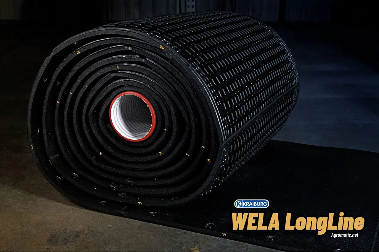 Close up of KRAIBURG WELA LongLine rubber stall mat roll.